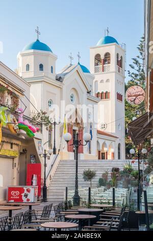 Kos, Grecia - 19 Settembre 2019: La Chiesa di Agia Paraskevi. La Chiesa Ortodossa Greca sopravvissuto al terremoto del 1933. Foto Stock