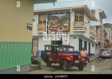 "Willy" jeep in Filandia nella zona Cafetera, Colombia Foto Stock