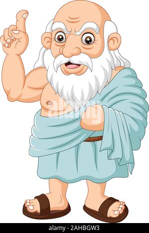 Cartoon antico filosofo greco su sfondo bianco Illustrazione Vettoriale