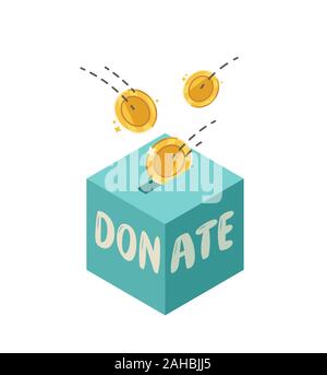 Raccolta fondi in scatola di donazione. Donare, finanziare illustrazione vettoriale Illustrazione Vettoriale