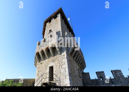 Guaita Castello di San Marino. Esterno della Rocca della Guaita castello. Foto Stock