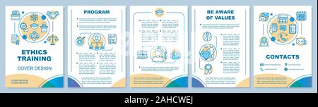 Business Ethics corsi modello brochure formato. Valori fondamentali. La responsabilità sociale delle imprese. Volantini, opuscoli, depliant stampa design. Vettore layo pagina Illustrazione Vettoriale
