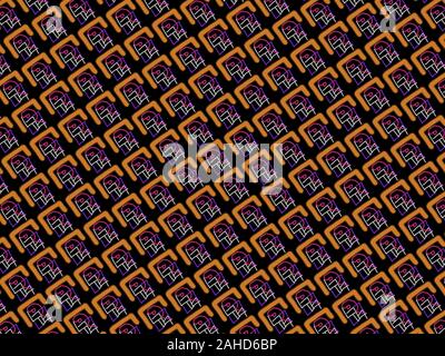 Disegno astratto geometrico a strisce arancio e nero Foto Stock