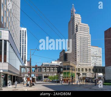 St Paul, MN. Visualizza in basso 5 St e nel centro cittadino di Saint Paul, Minnesota, Stati Uniti d'America Foto Stock