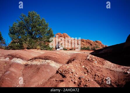 Lettore Digideroo, Sleeping Giant, Giardino degli dèi, Manitou Springs, Colorado Foto Stock