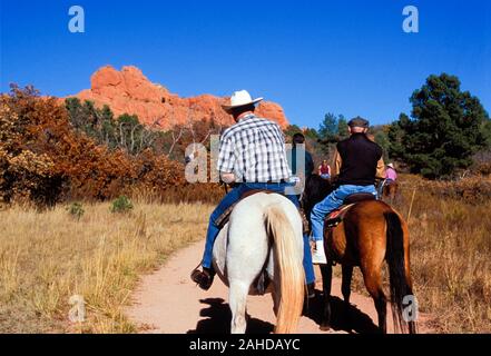 Equitazione, Sleeping Giant, Giardino degli dèi, Manitou Springs, Colorado Foto Stock