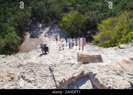 Coba, Messico - Febbraio 4,2018: le maestose rovine in Coba, Messico. Coba è un antica città maya sulla penisola dello Yucatan, situato nello Stato messicano o Foto Stock