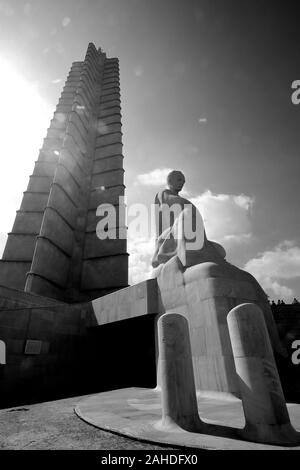 Obelisco gigante Memorial Jose Marti, nella Piazza della Rivoluzione, la Plaza de la Revolucion', La Habana, Cuba Foto Stock