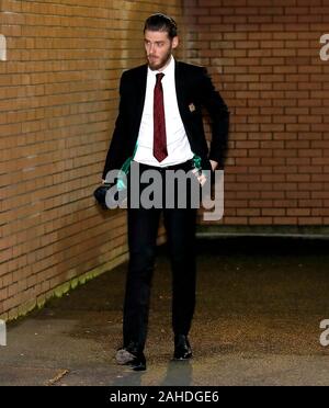 Il Manchester United portiere David de Gea arriva allo stadio a monte della Premier League a Turf Moor, Burnley. Foto Stock