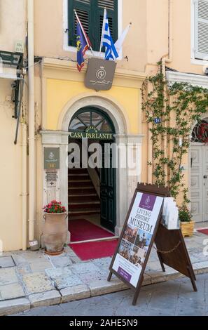 Casa Parlante Living History Museum, Corfù Città Vecchia, Grecia Foto Stock