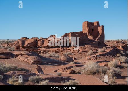 Rovine del Native American house noto come Wukoki Pueblo nel Wupatki National Monument vicino a Flagstaff, in Arizona Foto Stock