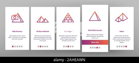 Piramide di onboarding attrazione set di icone vettore Illustrazione Vettoriale