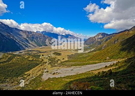 Hooker Valley sull'Isola del Sud della Nuova Zelanda Foto Stock