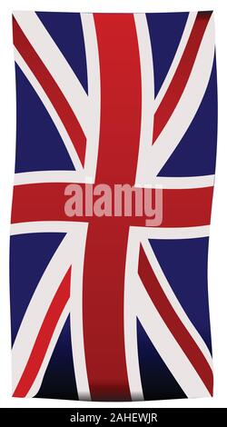 La bandiera della Gran Bretagna verticaly appeso e isolate su uno sfondo bianco Illustrazione Vettoriale
