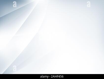 Linee ondulate astratte, semplici e moderne con tonalità grigio chiaro o metallizzata su sfondo bianco. Modello ad alta risoluzione, spazio di copia. Foto Stock