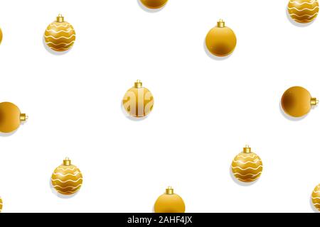 Christmas baubles golden seamless pattern. Foto Stock