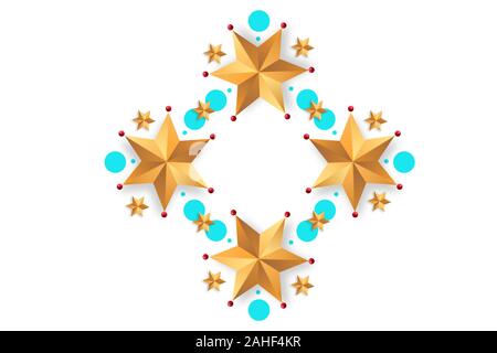 Merry Christmas background decorate con stelle d'oro. Foto Stock
