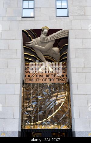 La saggezza del Rockefeller Center di New York City Foto Stock