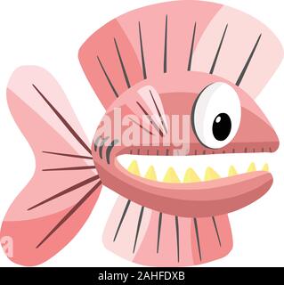 Fumetto di pesce divertente Shark Underwater illustrazione vettoriale Illustrazione Vettoriale