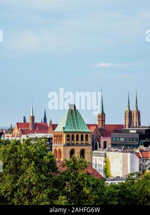 Centro citta', vista in elevazione, Wroclaw, Bassa Slesia voivodato, Polonia Foto Stock