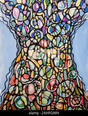 Neurography è una bella tecnica per conseguire la desideri. Albero della Vita è una tecnica psicologica per la terapia dell'arte. Foto Stock