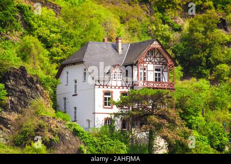 A struttura mista in legno e muratura Home in Sankt Goar Germania visualizzazione tipica architettura tedesca Foto Stock