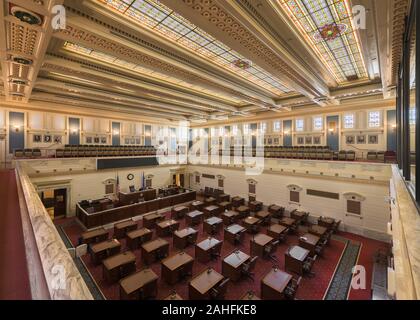 Camera del Senato nella storica Oklahoma State Capitol nella città di Oklahoma, Oklahoma dal balcone Foto Stock