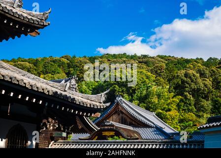 Tempio Sennyu-Ji, Kyoto: dettaglio del tetto Foto Stock