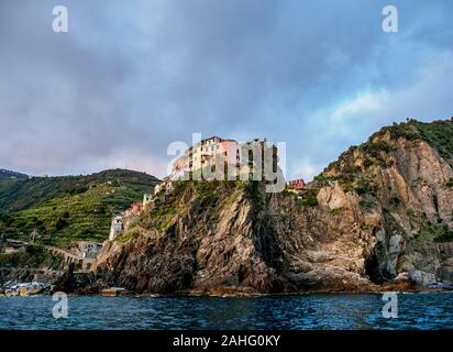 Manarola, Cinque Terre, Sito Patrimonio Mondiale dell'UNESCO, Liguria, Italia Foto Stock