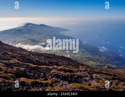 Vista dal Monte Pico, isola Pico, Azzorre, Portogallo Foto Stock