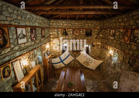 Foto di rovine di Kolokotronis home a Libovitsi, Arcadia. Il generale greco e il pre-eminenti leader della guerra greca di indipendenza nel 1821 Foto Stock