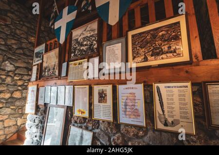 Foto di rovine di Kolokotronis home a Libovitsi, Arcadia. Il generale greco e il pre-eminenti leader della guerra greca di indipendenza nel 1821 Foto Stock