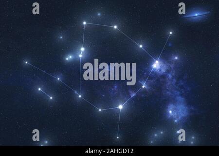 Costellazione di Ofiuco stelle nello spazio esterno. Segno zodiacale Ofiuco linee di costellazione. Gli elementi di questa immagine sono state arredate dalla NASA Foto Stock
