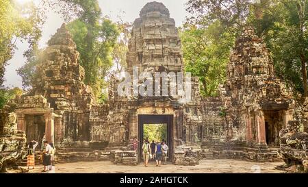 Siem Reap, Cambogia - Marzo 2, 2012. Ingresso est porta Preah Khan tempio di Angkor Wat complesso. Foto Stock