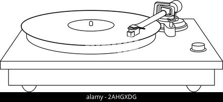 Piattaforma girevole. Riproduzione di musica di apparecchiature. Linea sottile vettore Illustrazione Vettoriale