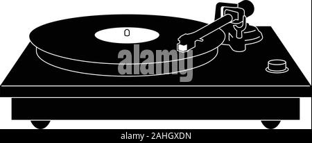 Piattaforma girevole. Riproduzione di musica di apparecchiature. Vettore di Silhouette Illustrazione Vettoriale