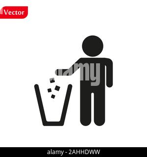 Cestino icona Vettore, riutilizzare il simbolo. Nero stile firmare per il concetto di mobile e web design. Il cestino e bird logo symbol illustrazione. La grafica vettoriale - Vector Illustrazione Vettoriale