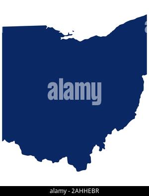 Mappa di Ohio in colore blu Foto Stock