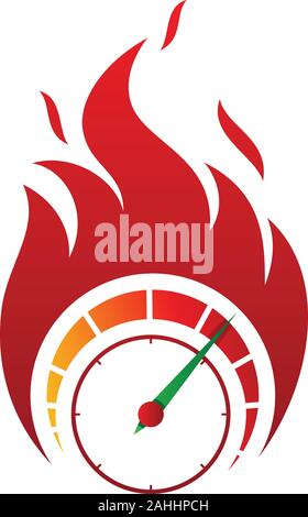 Flaming indicatore di velocità icona vettore in stile astratto sullo sfondo bianco. Icona di fuoco per il miglior business simbolo. Illustrazione vettoriale EPS.EPS 8.10 Illustrazione Vettoriale