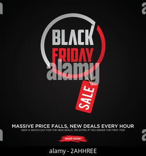 Design Promozione lettera Venerdì nero vendita banner modello di progetto per il sito web, annuncio. Template vettoriale di venerdì nero vendita banner. Illustrazione vettoriale EPS Illustrazione Vettoriale