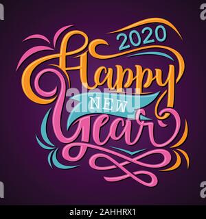 Felice Anno Nuovo 2020 biglietto di auguri o di sfondo. Lettera di vettore di felice anno nuovo per l'elemento di design. Illustrazione vettoriale EPS.EPS 8.10 Illustrazione Vettoriale