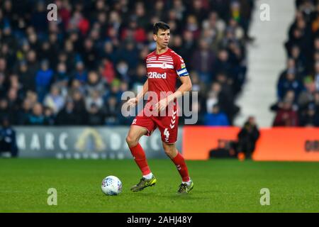 Il 29 dicembre 2019, i biancospini, West Bromwich, Inghilterra; Sky scommessa campionato, West Bromwich Albion v Middlesbrough : Daniel Ayala (4) di Middlesbrough con la sfera ai suoi piedi Credito: Simon Whitehead/news immagini Foto Stock