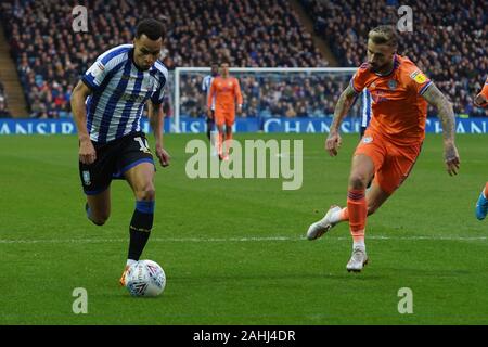 Il 29 dicembre 2019, Hillsborough, Sheffield, Inghilterra; Sky scommessa campionato, Sheffield Mercoledì v Cardiff City : Giacobbe Murphy (14) di Sheffield Mercoledì corre con la palla Credito: Kurt Fairhurst/news immagini Foto Stock