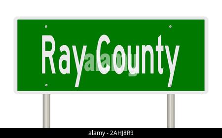Il rendering di un verde 3d autostrada segno per Ray County Foto Stock