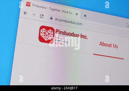 NY, Stati Uniti d'America - 16 dicembre 2019: Homepage del sito pinduoduo sul display del PC, url - pinduoduo.com. Foto Stock