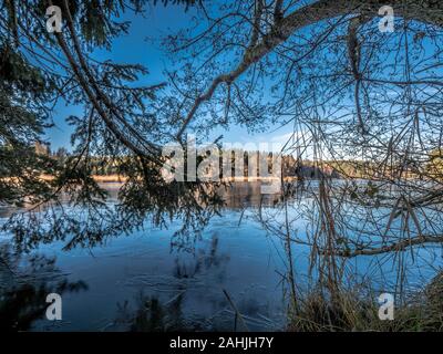 Sundaywalk intorno al Roter Weiher, Erlenmoos Rot an der Rot Germania Foto Stock