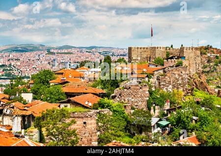 Il castello di Ankara, antiche fortificazioni in Turchia Foto Stock