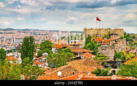 Il castello di Ankara, antiche fortificazioni in Turchia Foto Stock