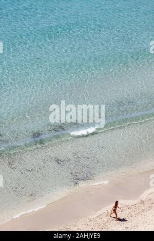 Vista in elevazione della Playa de Binigaus di Minorca,Isole Baleari, Spagna Foto Stock
