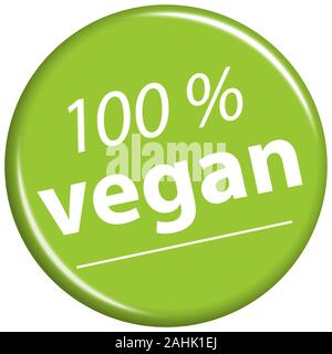 EPS 10 vettore con verde rotondo magnete colorati con il testo 100% vegan Illustrazione Vettoriale